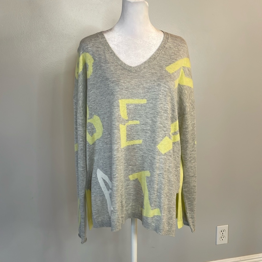 [LISA TODD] Neon/Gray Knit Sweater/Blouse - Size Medium